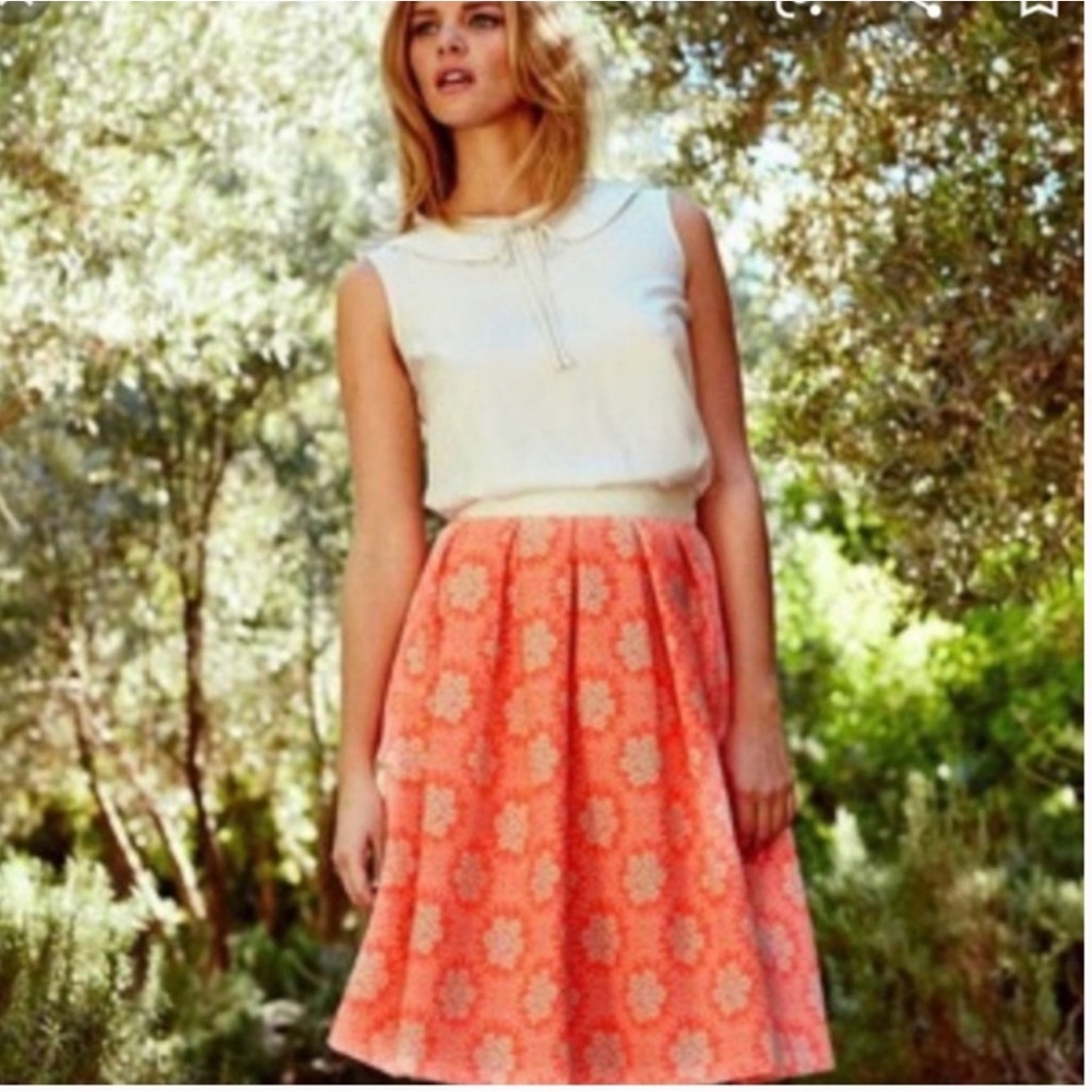 Boden 8L Arianna Pleated Floral Neon Pink Skirt